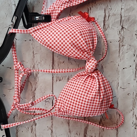 Milumia Women's Y2k Gingham Print Bikini Swimsuit 2 Piece Bow Decor bikini small - Picture 8 of 10